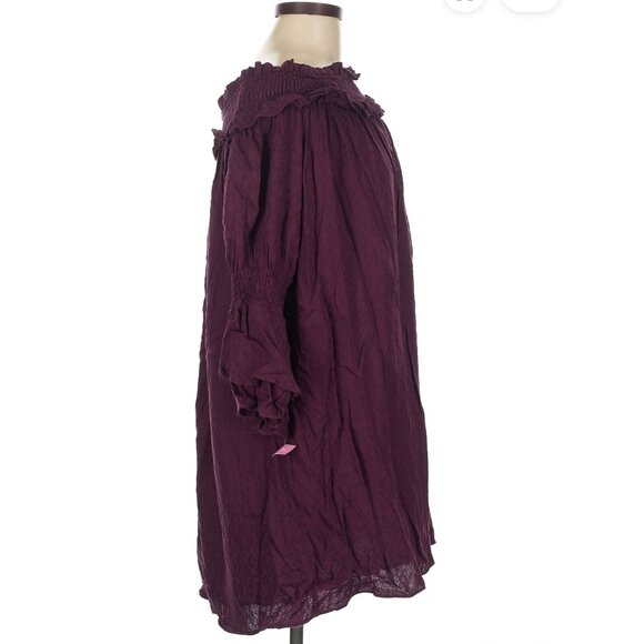 ✨  MISS ME ✨ 100% Viscose Burgundy Casual Dress - Picture 3 of 5